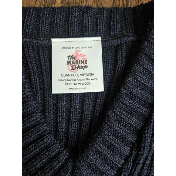 NWT The Marine Shop USMC Blue Wool Knit Sweater Wooly-P Long Sleeve Size 48 - Picture 3 of 14